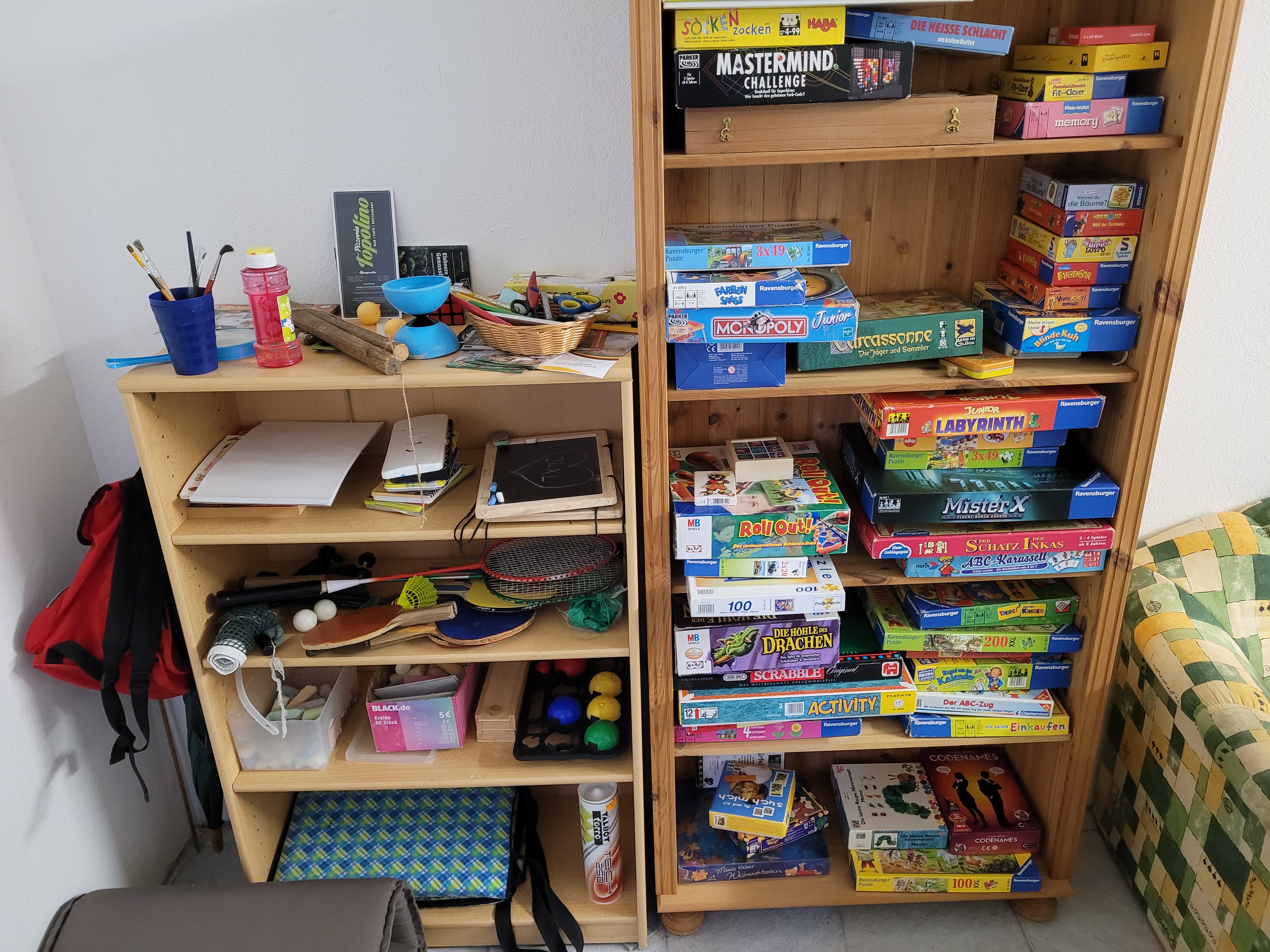 Freizeitraum: Brett- & Sportpiele, Kreiden, Farben