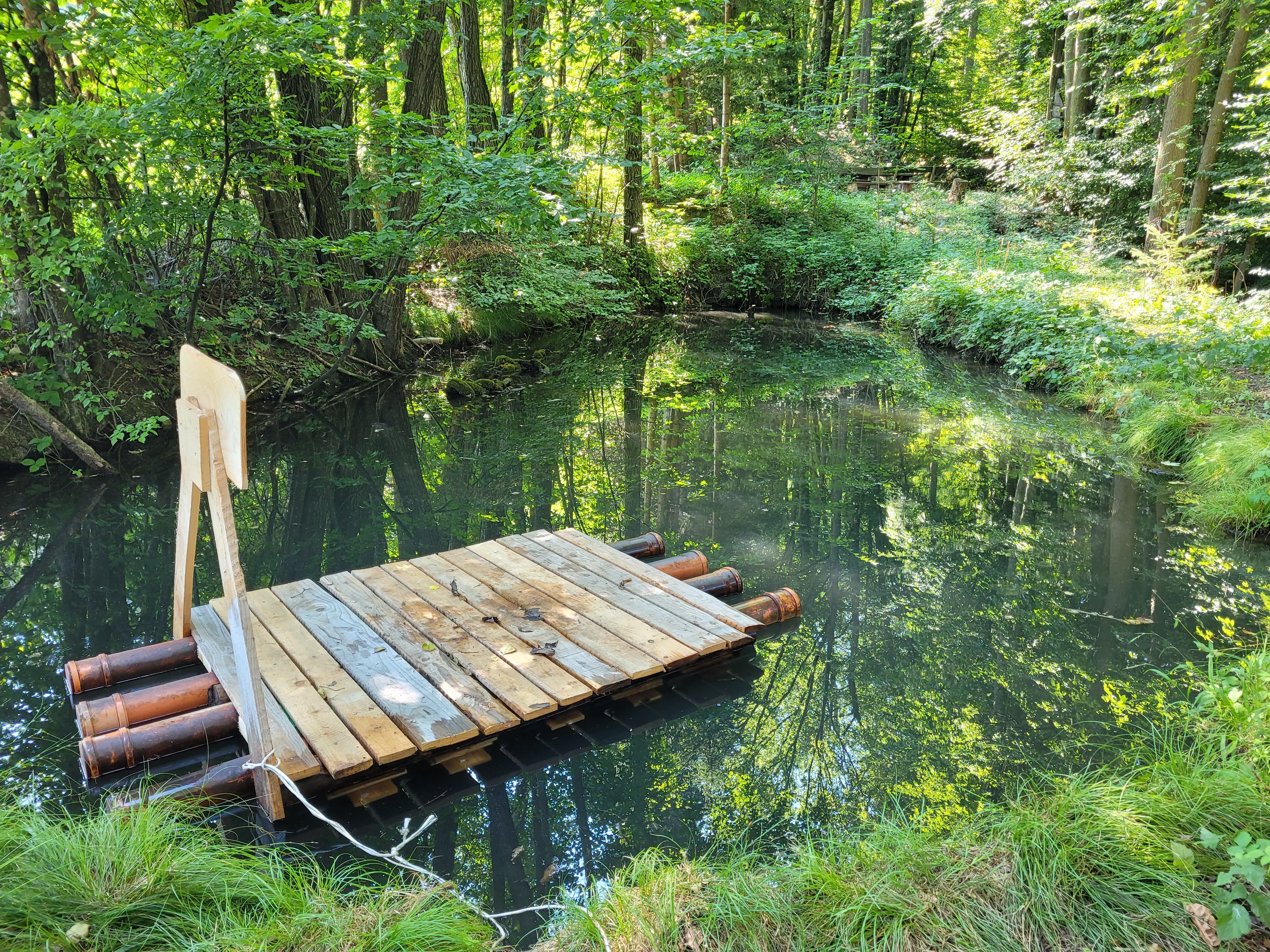 unterer Teich mit Floß